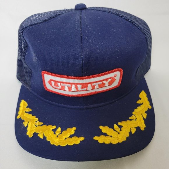 NOS Utility Patch Trucker Hat Tonkin Cap Gold Leaf Vintage Snapback Mesh NEW - Picture 2 of 5